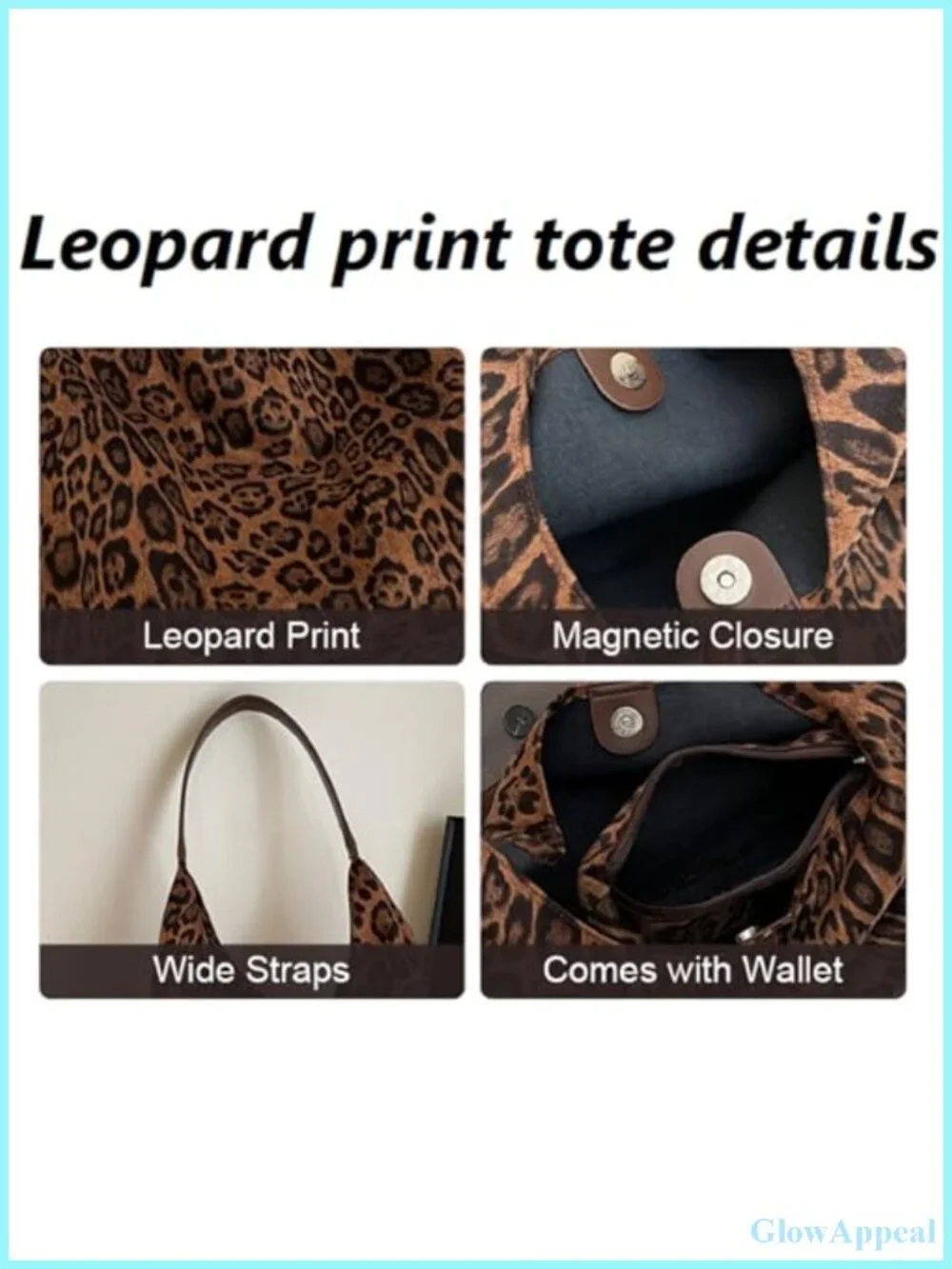 Faux Suede Leopard Hobo Tote Bag Women Large Capacity Work Purse Shoulder